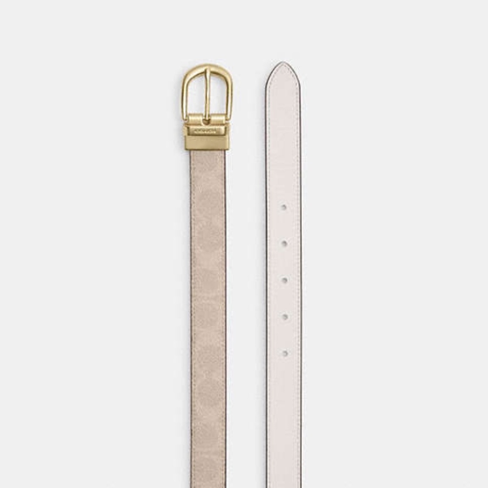 New Coach Classic Buckle Cut To Size Reversible Belt 25 Mm Sand/Chalk CX057 $128 - Picture 3 of 5